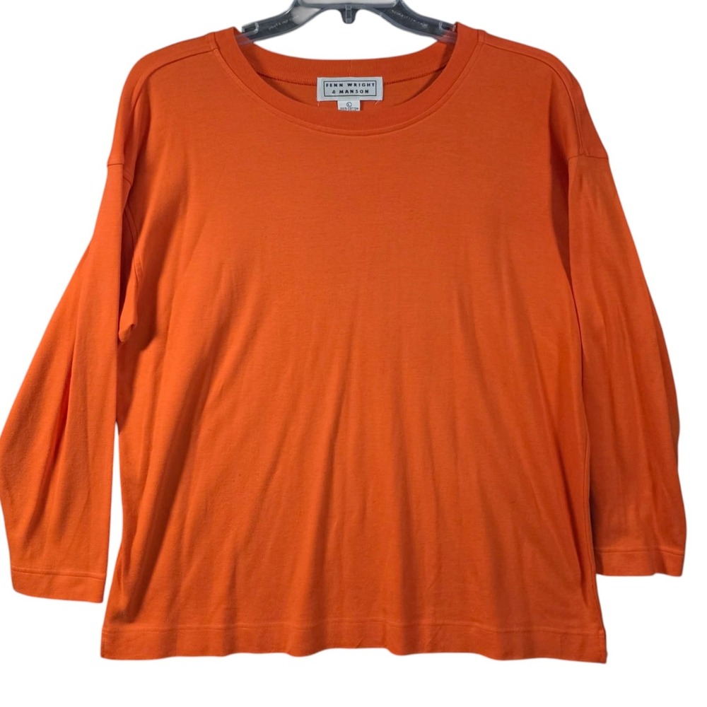 Fenn Wright & Manson VTG Womens Orange Cotton Long Sleeve T-Shirt Large